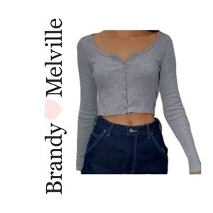 Brandy Melville one size grey button up